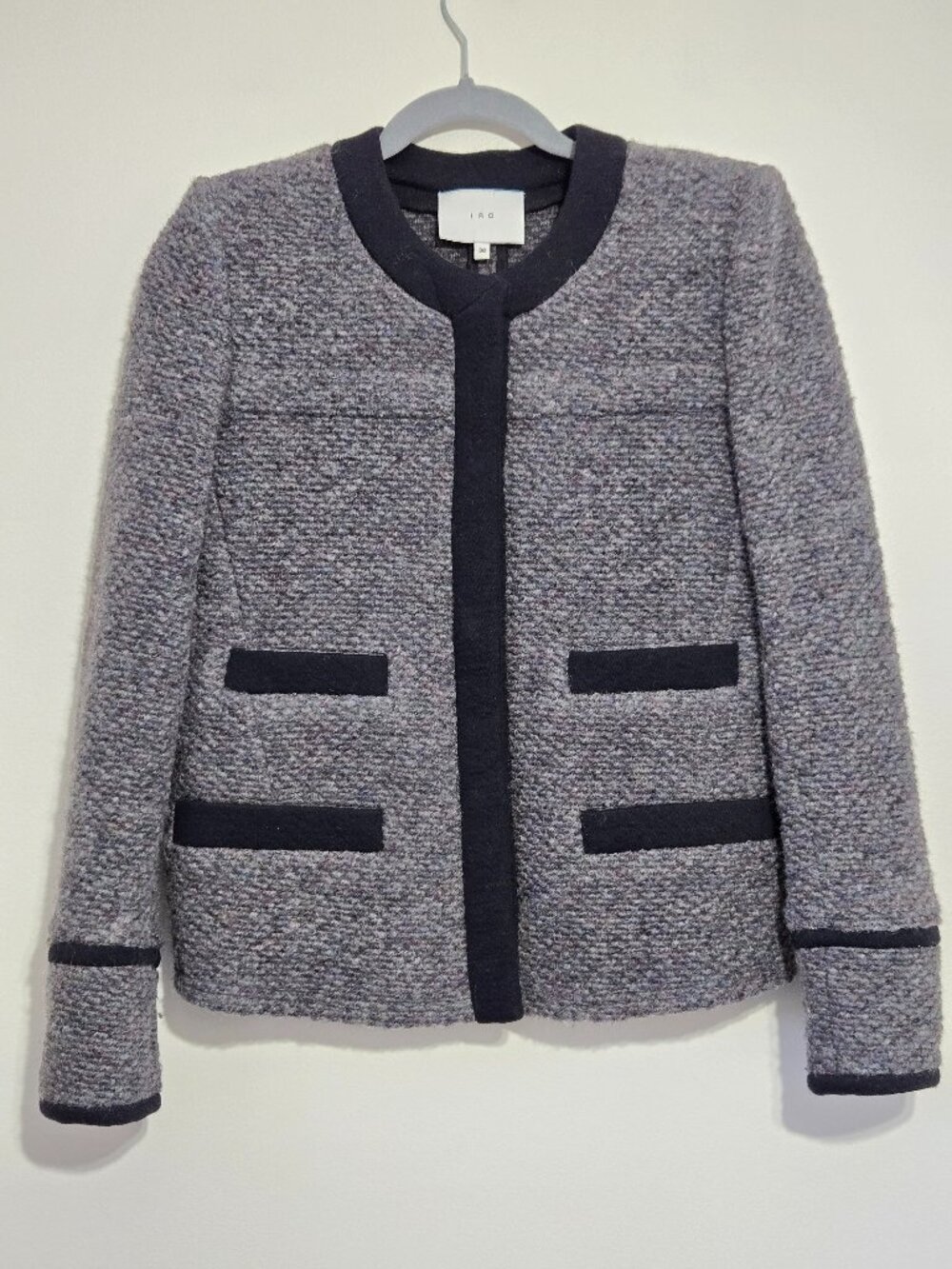 IRO Tweed Jacket Black Grey EU Size 38